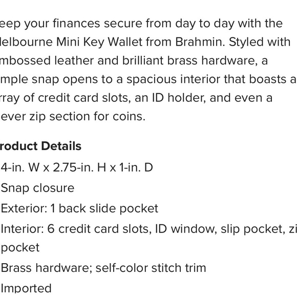 COPY - 🇺🇸Brahmin Mini Wallet🇺🇸 - Picture 12 of 12